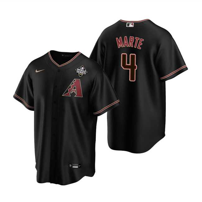 Men%27s Arizona Diamondbacks #4 Ketel Marte Black 2023 World Series Cool Base Stitched Jersey Dzhi->customized nfl jersey->Custom Jersey